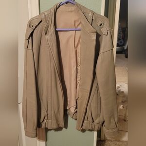 Vintage European 80s/90s Leather Beige Jacket